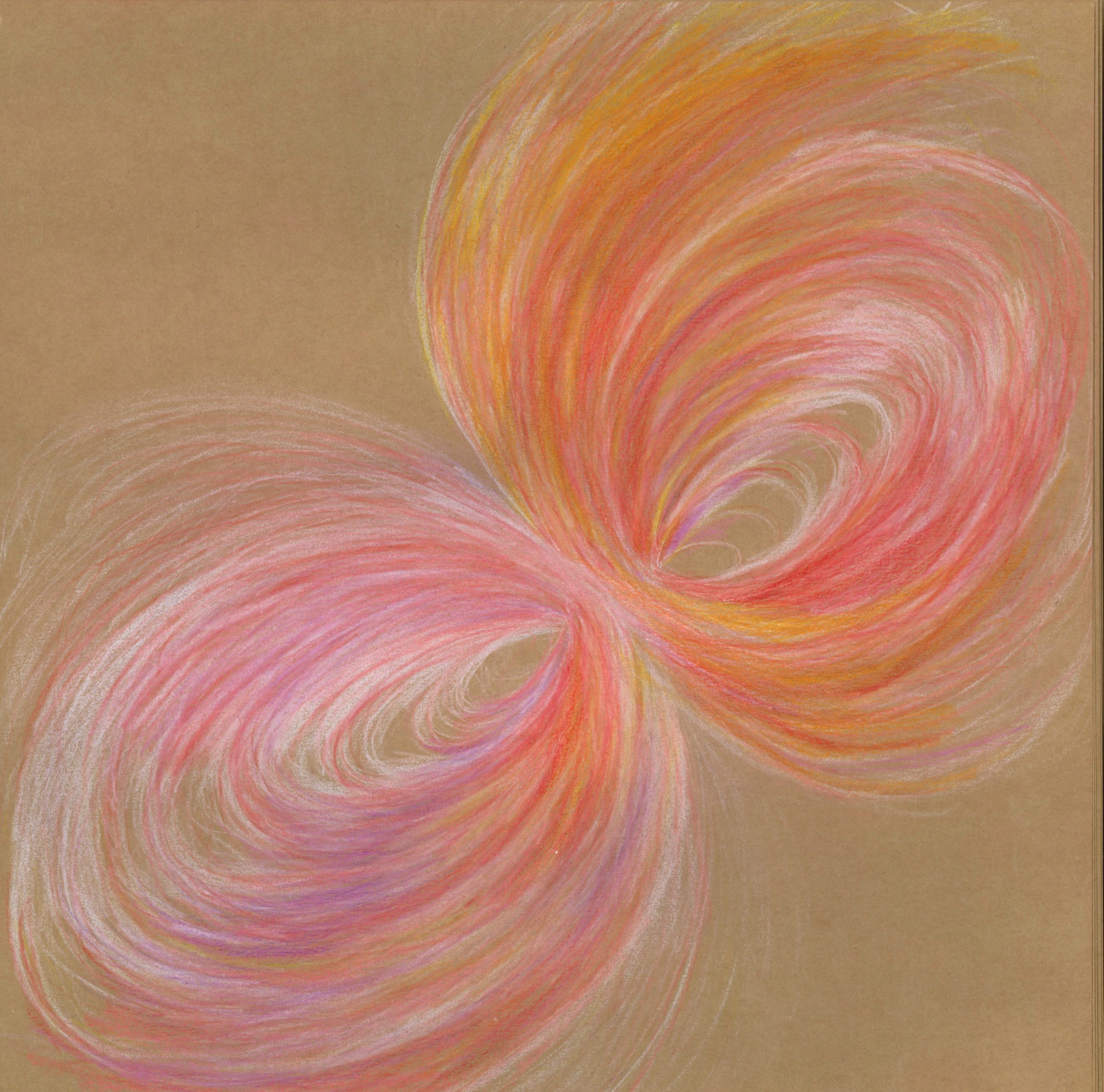 Like Attracts Like · pastel on tan paper